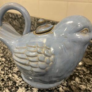 Boston Warehouse Light Blue Ceramic Bird Teapot